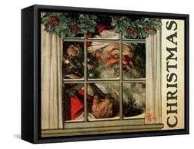 Christmas Santa's Wreath-null-Framed Stretched Canvas