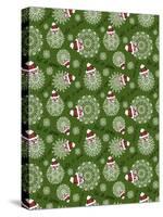 Christmas Santa Snowflakes Repeat-Cyndi Lou-Stretched Canvas