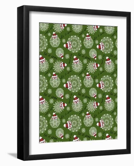 Christmas Santa Snowflakes Repeat-Cyndi Lou-Framed Giclee Print