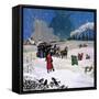 Christmas Scene-English School-Framed Stretched Canvas