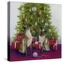 Christmas Siamese Cats-Janet Pidoux-Stretched Canvas