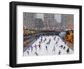 Christmas Skating, Rockerfeller Ice Rink, New York, 2017-Andrew Macara-Framed Giclee Print