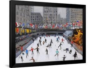 Christmas Skating, Rockerfeller Ice Rink, New York, 2017-Andrew Macara-Framed Giclee Print