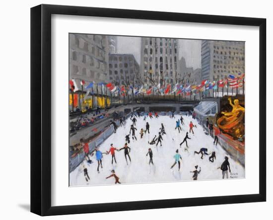 Christmas Skating, Rockerfeller Ice Rink, New York, 2017-Andrew Macara-Framed Giclee Print