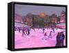 Christmas Skating,Somerset House with Pink Lights, 2014-Andrew Macara-Framed Stretched Canvas