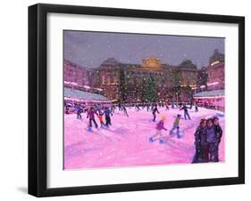 Christmas Skating,Somerset House with Pink Lights, 2014-Andrew Macara-Framed Giclee Print