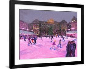 Christmas Skating,Somerset House with Pink Lights, 2014-Andrew Macara-Framed Giclee Print