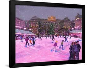 Christmas Skating,Somerset House with Pink Lights, 2014-Andrew Macara-Framed Giclee Print