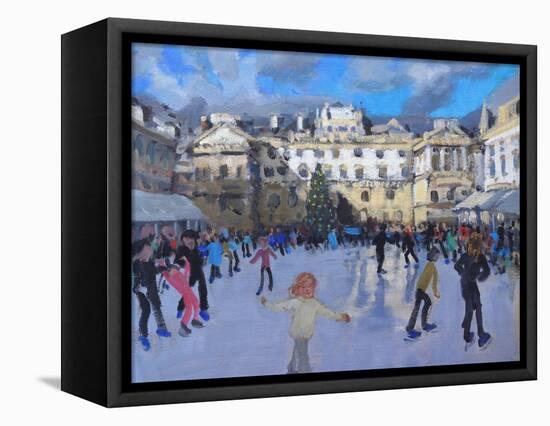 Christmas skating, Somerset House-Andrew Macara-Framed Stretched Canvas