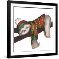 Christmas Sloth III-Elizabeth Medley-Framed Art Print