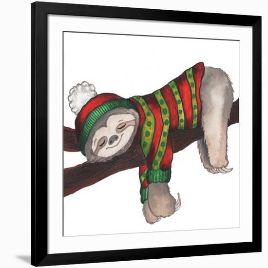 Christmas Sloth III-Elizabeth Medley-Framed Art Print