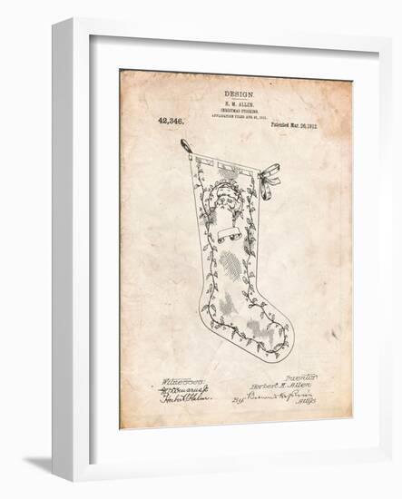 Christmas Stocking 1912 Patent-Cole Borders-Framed Art Print