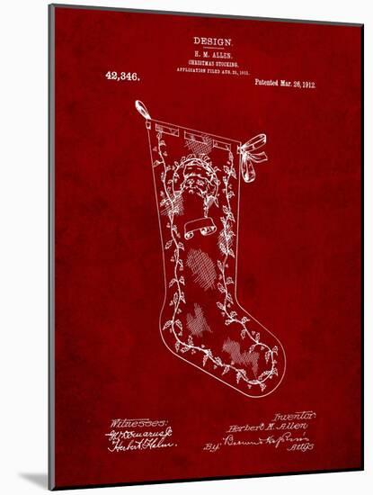 Christmas Stocking 1912 Patent-Cole Borders-Mounted Art Print