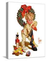 "Christmas Stocking Joy,"December 24, 1938-Joseph Christian Leyendecker-Stretched Canvas