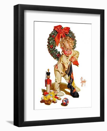 "Christmas Stocking Joy,"December 24, 1938-Joseph Christian Leyendecker-Framed Giclee Print