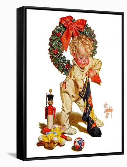 "Christmas Stocking Joy,"December 24, 1938-Joseph Christian Leyendecker-Framed Stretched Canvas