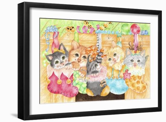 Christmas Stocking Kittens-Karen Middleton-Framed Giclee Print