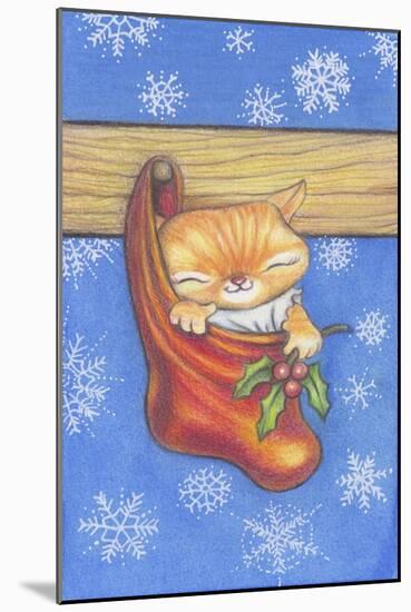 Christmas-Stocking-Kitty-Cindy Wider-Mounted Giclee Print