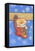 Christmas-Stocking-Kitty-Cindy Wider-Framed Stretched Canvas