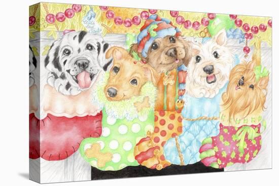 Christmas Stocking Pups-Karen Middleton-Stretched Canvas