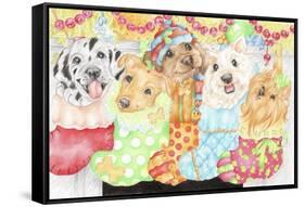 Christmas Stocking Pups-Karen Middleton-Framed Stretched Canvas