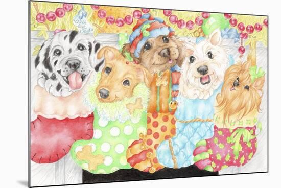 Christmas Stocking Pups-Karen Middleton-Mounted Giclee Print