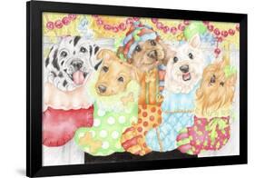 Christmas Stocking Pups-Karen Middleton-Framed Giclee Print