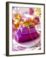 Christmas Table Setting in Violet and Gold-Alexander Van Berge-Framed Photographic Print