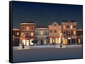 Christmas Town Illustration. Seamless Pattern-Doremi-Framed Stretched Canvas