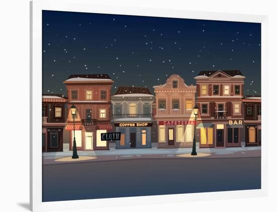 Christmas Town Illustration. Seamless Pattern-Doremi-Framed Art Print