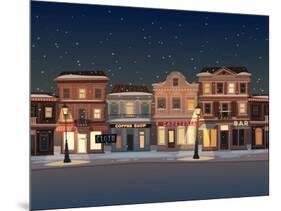 Christmas Town Illustration. Seamless Pattern-Doremi-Mounted Art Print