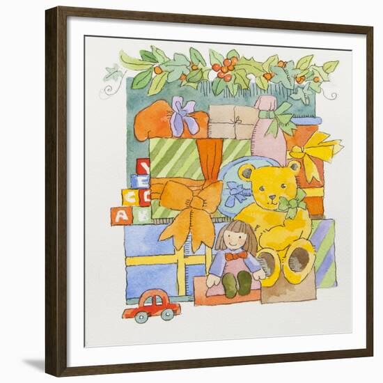 Christmas toys and gifts-Jennifer Abbott-Framed Giclee Print