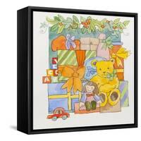 Christmas toys and gifts-Jennifer Abbott-Framed Stretched Canvas