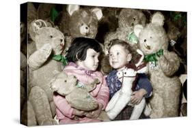 Christmas Toys Department December 3, 1952: Children and Stuffed Animal Colorized Document-null-Stretched Canvas
