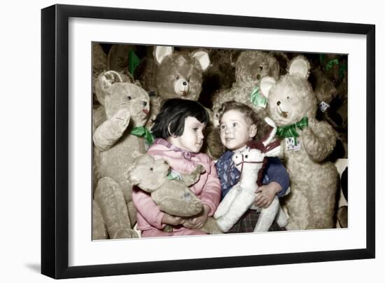 Christmas Toys Department December 3, 1952: Children and Stuffed Animal Colorized Document-null-Framed Photo