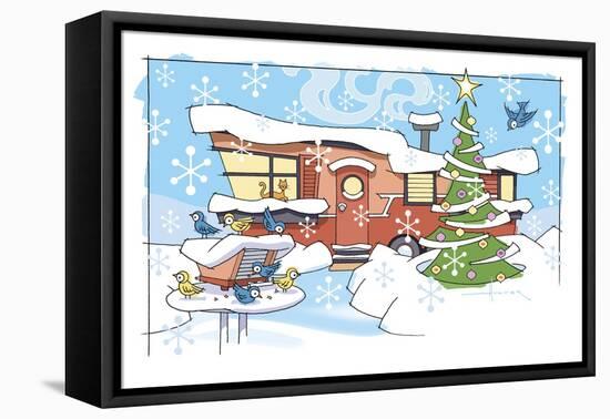 Christmas Trailer Park-Larry Hunter-Framed Stretched Canvas