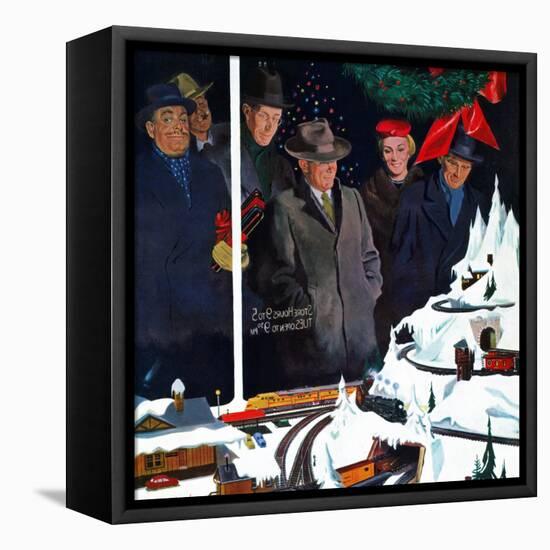 "Christmas Train Set", December 15, 1956-George Hughes-Framed Stretched Canvas