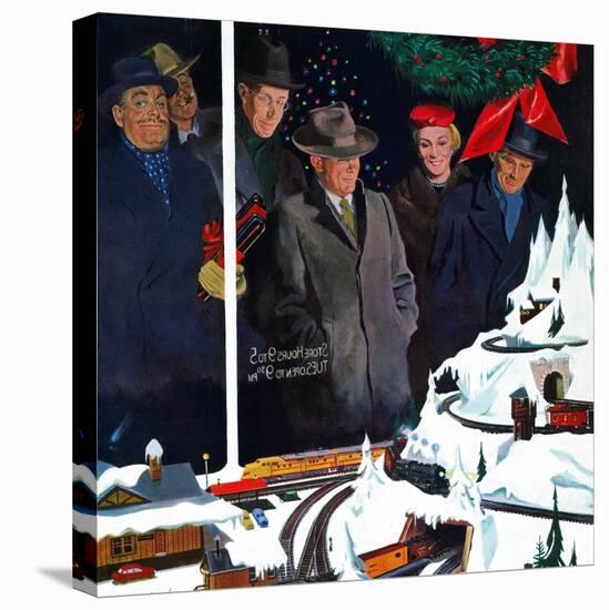 "Christmas Train Set", December 15, 1956-George Hughes-Stretched Canvas