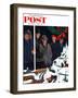 "Christmas Train Set" Saturday Evening Post Cover, December 15, 1956-George Hughes-Framed Giclee Print