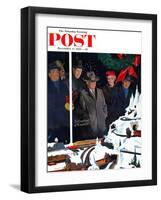 "Christmas Train Set" Saturday Evening Post Cover, December 15, 1956-George Hughes-Framed Giclee Print