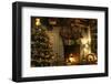 CHRISTMAS TREE AND COLONIAL STYLE FIREPLACE DECORATED WITH STOCKINGS-Panoramic Images-Framed Photographic Print