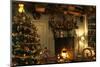 CHRISTMAS TREE AND COLONIAL STYLE FIREPLACE DECORATED WITH STOCKINGS-Panoramic Images-Mounted Photographic Print