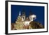 Christmas Tree and Decorations in Front of Tyn Gothic Church-Richard Nebesky-Framed Photographic Print