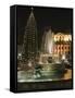 Christmas Tree and Fountains in Trafalgar Square at Night, London-Hazel Stuart-Framed Stretched Canvas