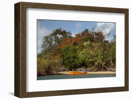 Christmas Tree and Orange Skiff, Turtle Island, Yasawa Islands, Fiji.-Roddy Scheer-Framed Photographic Print