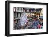 Christmas tree and Santa Claus in the pedestrian roads of the old town, Colmar, Haut-Rhin departmen-Roberto Moiola-Framed Photographic Print