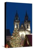 Christmas Tree and Tyn Gothic Church-Richard Nebesky-Stretched Canvas