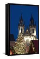 Christmas Tree and Tyn Gothic Church-Richard Nebesky-Framed Stretched Canvas