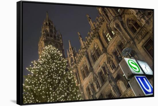 Christmas Tree at Neues Rathaus in Munich-Jon Hicks-Framed Stretched Canvas