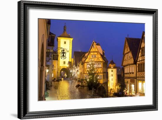 Christmas Tree at the Plonlein, Rothenburg Ob Der Tauber, Bavaria, Germany, Europe-Miles Ertman-Framed Photographic Print